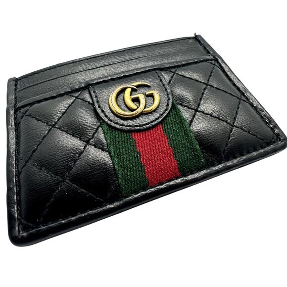 Gucci RARE Black Quilted Leather GG Marmont Card Holder w/ Cert. of Auth, No Box - Picture 2 of 14